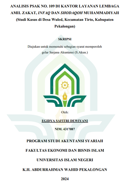 Analisis PSAK NO. 109 Di Kantor Layanan Lembaga Amil Zakat, Infaq Dan Shodaqoh Muhammadiyah (Studi Kasus Di Desa Wuled, Kecamatan Tirto, Kabupaten Pekalongan)