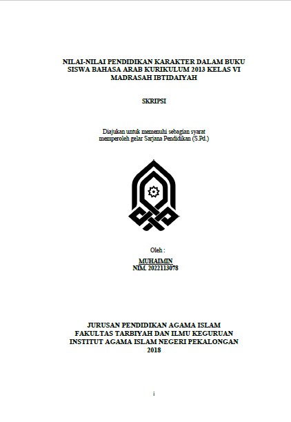 Nilai-Nilai Pendidikan Karakter Dalam Buku Siswa Bahasa Arab Kurikulum 2013 Kelas VI Madrasah Ibtidaiyah