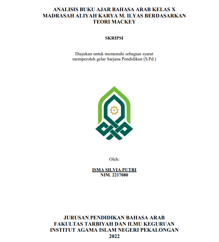 Analisis Buku Ajar Bahasa Arab Kelas X Madrasah Aliyah Karya M. Ilyas  Berdasarkan Teori Mackey