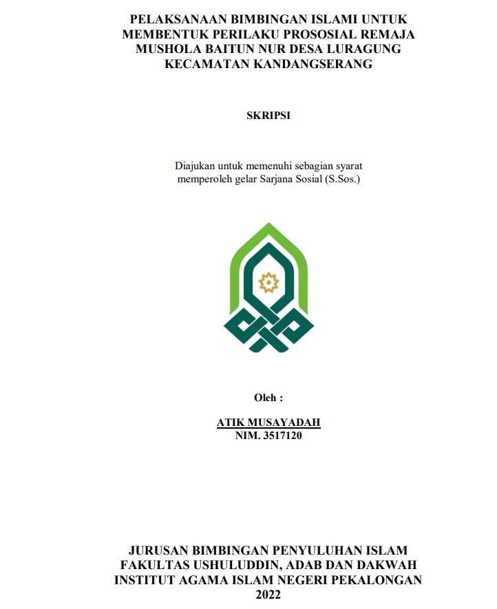 Pelaksanaan Bimbingan Islami Untuk Membentuk Perilaku Prososial Remaja Mushola Baitul Nur Desa Larangung KecamatanKarang serang