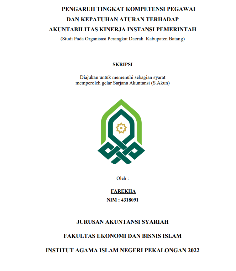 Pengaruh Tingkat Kompetensi Pegawai dan Kepatuhan Aturan terhadap Akuntabilitas Kinerja Instansi Pemerintah (Studi Pada Organisasi Perangkat Daerah Kabupaten Batang)