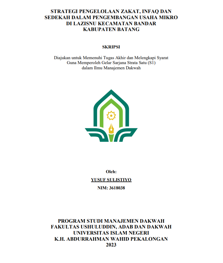 Strategi Pengelolaan Zakat,Infaq,dan Sedekah dalam Pengembangan Usaha Mikro di Lazisnu Kecamatan Bandar Kabupaten Batang