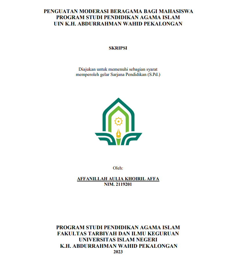 Penguatan Moderasi Beragama Bagi Mahasiswa Program Studi Pendidikan Agama Islam UIN K.H. Abdurrahman Wahid Pekalongan