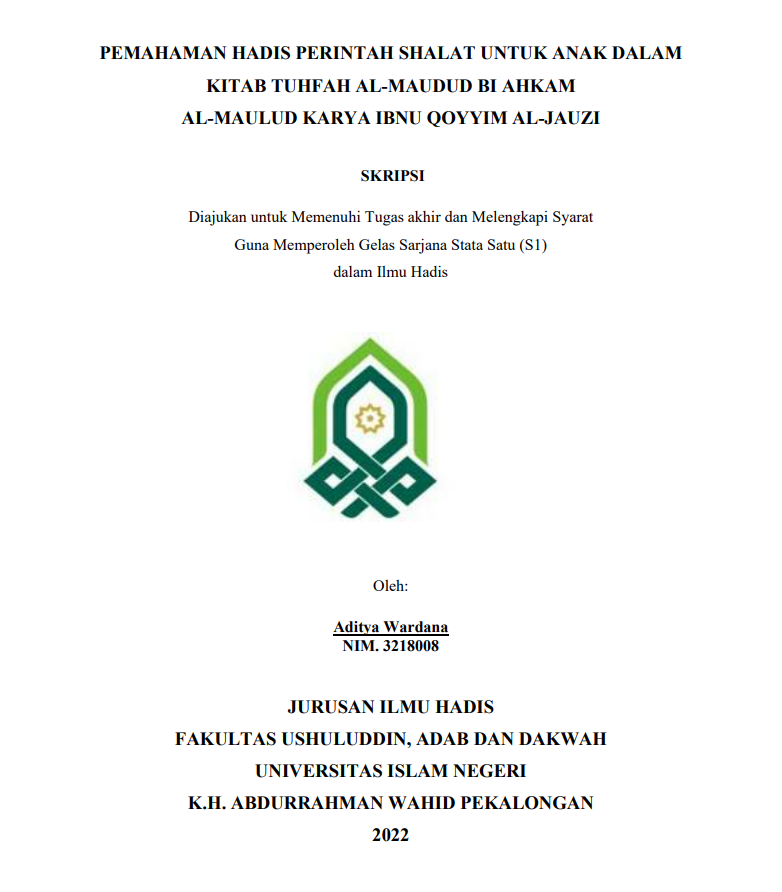 Pemahaman Hadist Perintah Shalat untuk Anak dalam Kitab Tuhfah Al-Maudud bi Ahkam Al-Maudud Karya Ibnu Qoyyim Al-Jauzi