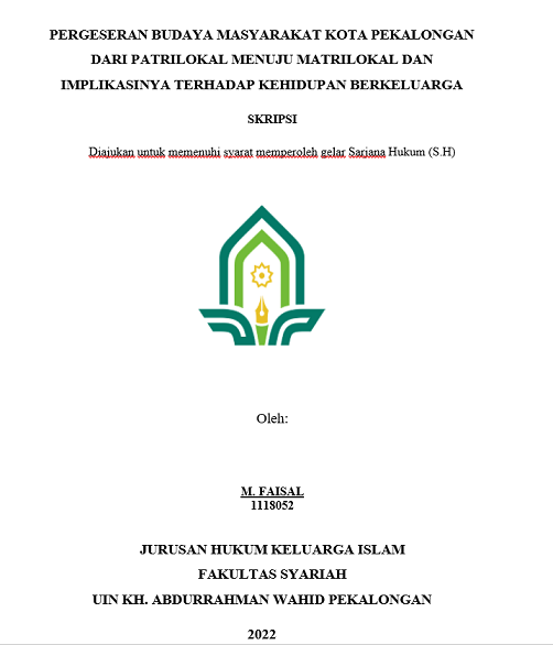 Pergeseran Budaya Masyarakat Kota Pekalongan dari Patrilokal Menuju Matrilokal dan Implikasinya terhadap Kehidupan Berkeluarga