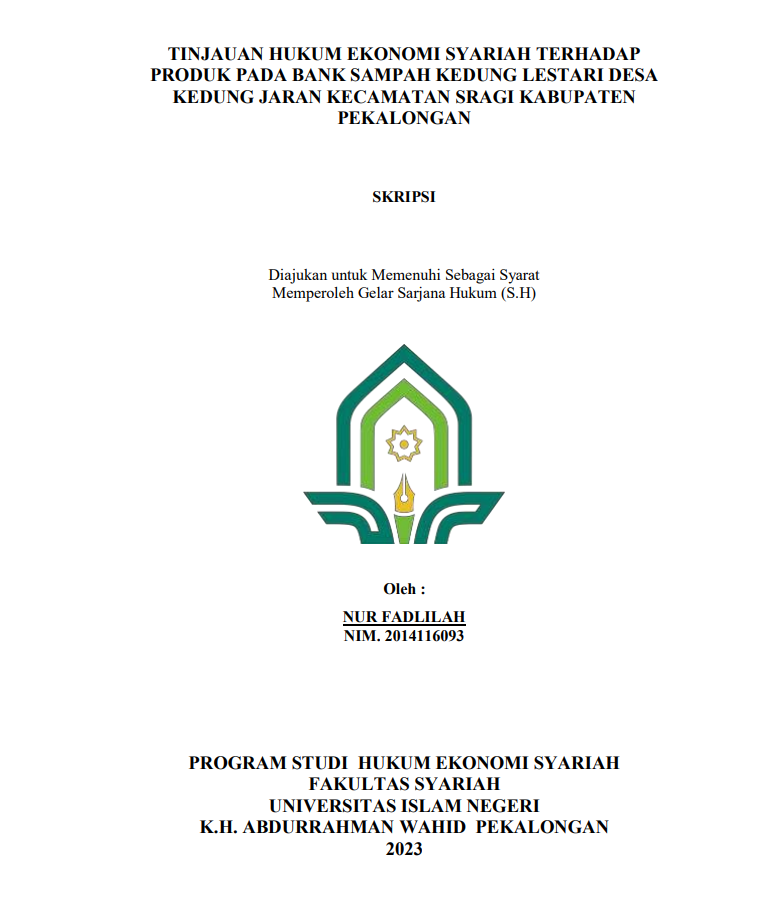 Tinjauan Hukum Ekonomi Syariah terhadap Produk  Pada Bank Sampah Kedung Lestari Desa Kedung Jaran Kecamatan Sragi Kabupaten Pekalongan