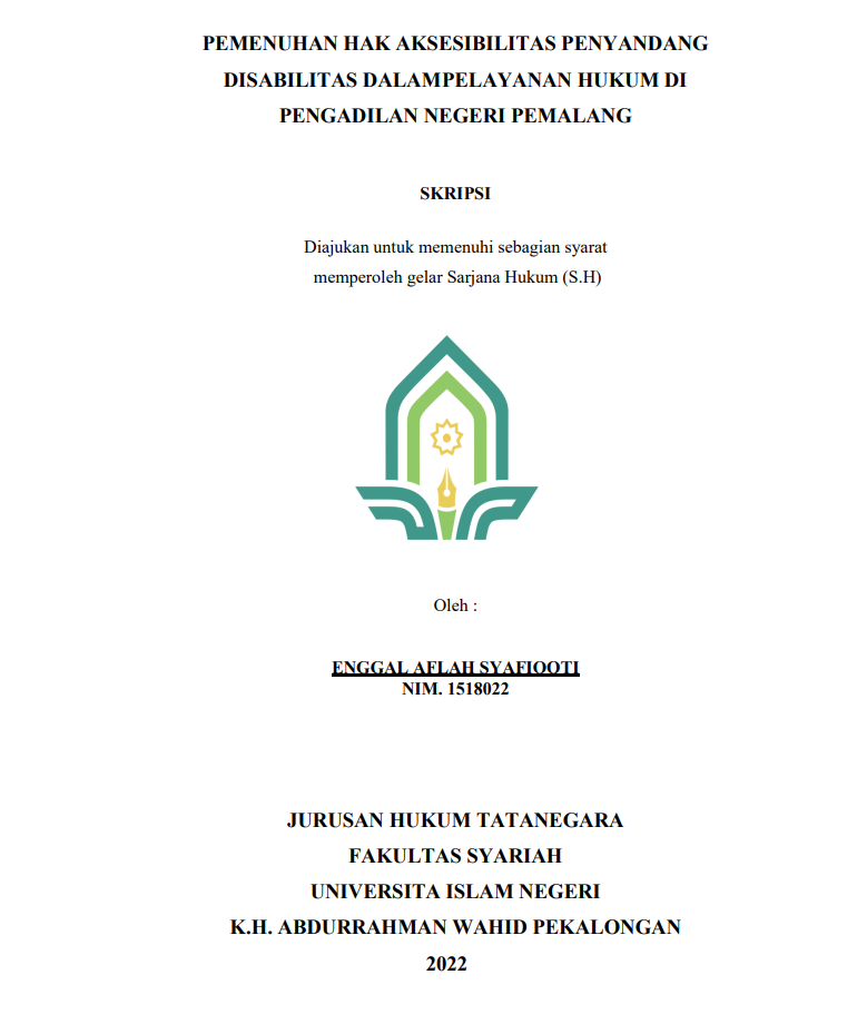 Pemenuhan Hak Aksesibilitas Penyandang Disabilitas dalam Pelayanan  Hukum di Pengadilan Negeri Pemalang