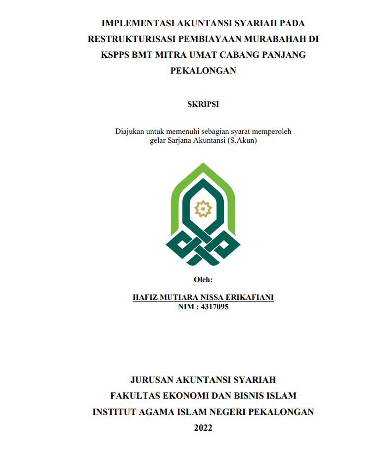 Implementasi Akuntansi Syariah Pada Restrukturisasi Pembiayaan Murabahah di KSPPS BMT Mitra Umat Cabang Panjang Pekalongan