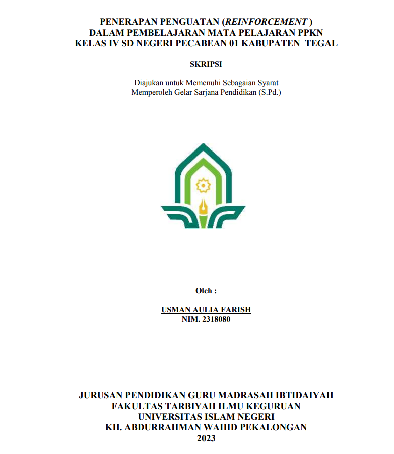 Penerapan Penguatan (Reinforcement) dalam Pembelajaran Mata Pelajaran PPKN Kelas IV SD Negeri Pecabean 01 Kabupaten Tegal