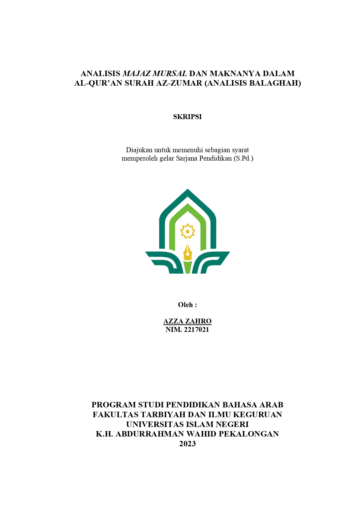 Analisis Majaz Mursal dan Maknanya dalam Al-Qur'an Surah Az-Zumar (Analisis Balaghah)