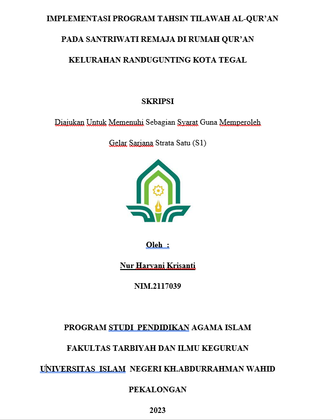 Implementasi Program Tahsin Tilawah Al-Qur'an Pada Santriwati Remaja di Rumah Qur'an Kelurahan Randugunting Kota Tegal