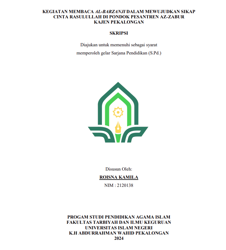 Kegiatan Membaca Al-Barzanji Dalam Mewujudkan Sikap Cinta Rasulullah di Pondok Pesantren Az-Zabur Kajen Pekalongan