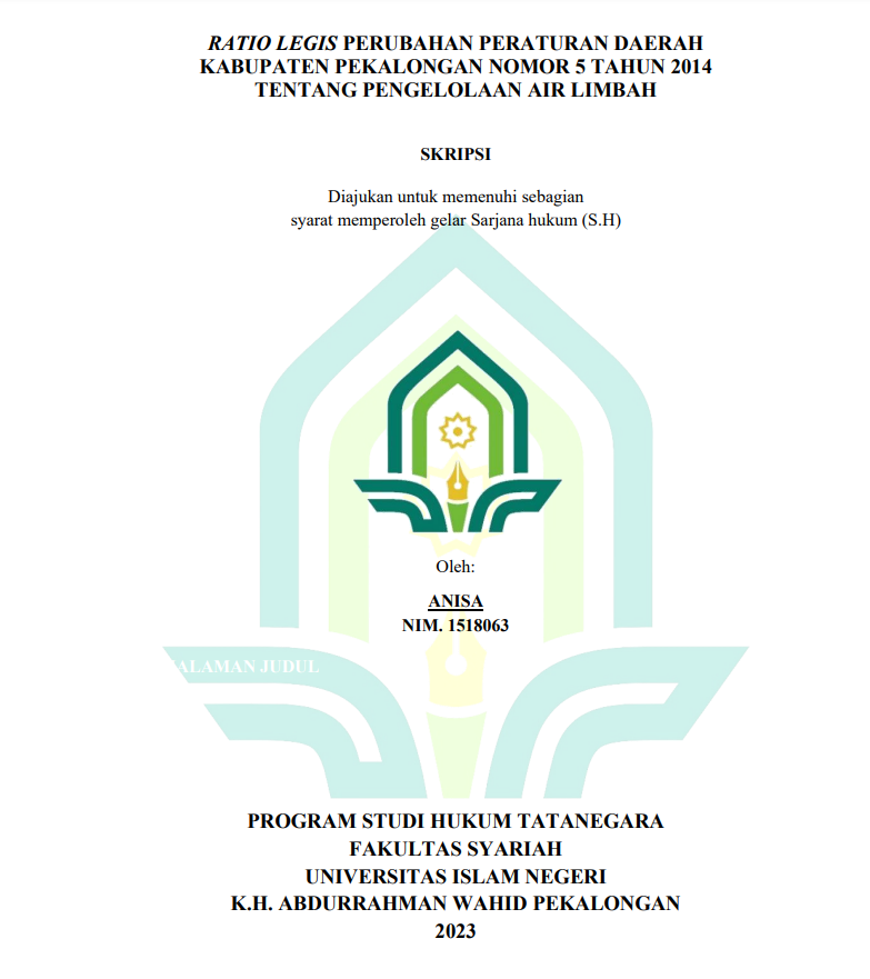 Ratio Leges Perubahan Peraturan Daerah Kabupaten Pekalongan Nomor 5 Tahun 2014 tentang Pengelolaan Air Limbah