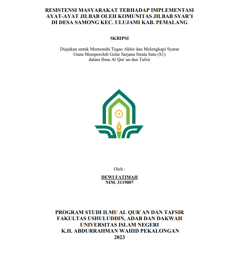 Resistensi Masyarakat Terhadap Implementasi Ayat-Ayat Jilbab oleh Komunitas Jilbab Syar'I di Desa Samong Kec. Ulujami Kab. Pemalang