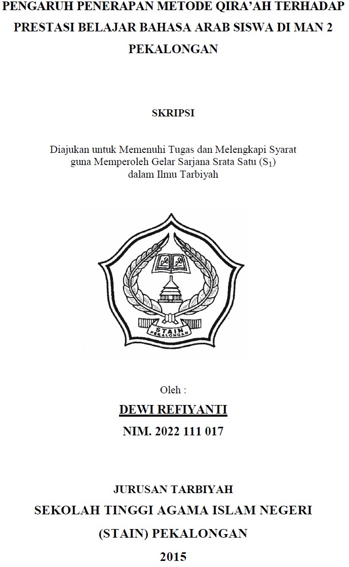 Pengaruh Penerapan Metode Qira'ah Terhadap Prestasi Belajar Bahasa Arab Siswa Di MAN 2 Pekalongan