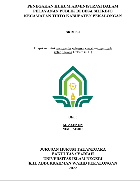 Penegakan Hukum Administrasi dalam Pelayanan Publik di Desa Silirejo Kecamatan Tirto Kabupaten Pekalongan