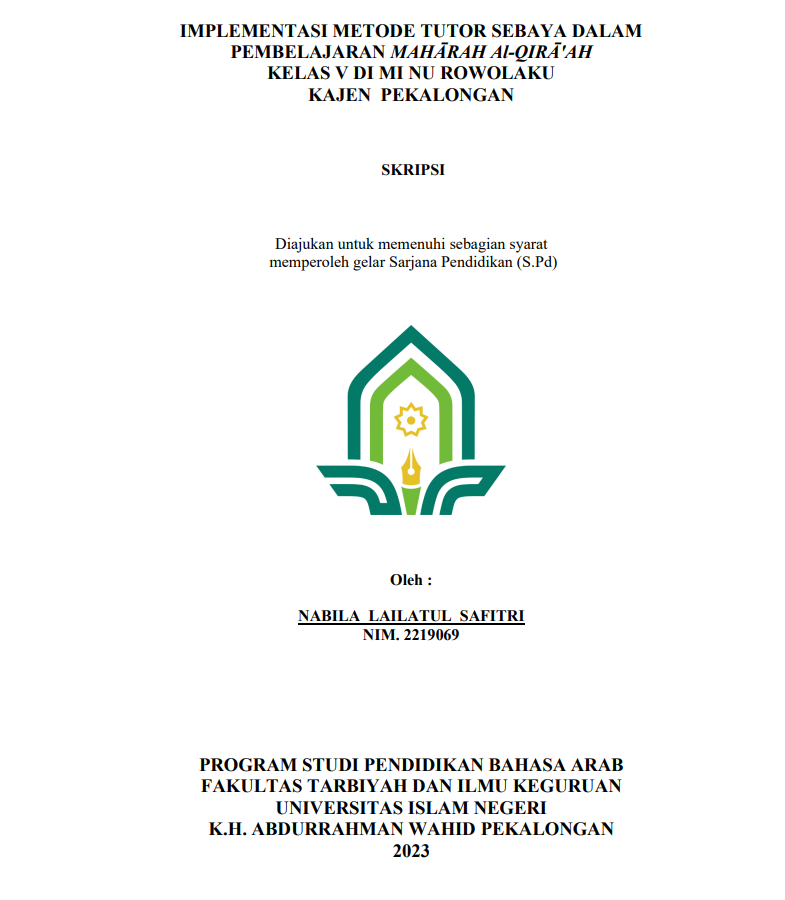 Implementasi Metode Tutor Sebaya dalam Pembelajaran Maharah Al Qira'ah Kelas V di MA NU Rowolaku Kajen Pekalongan