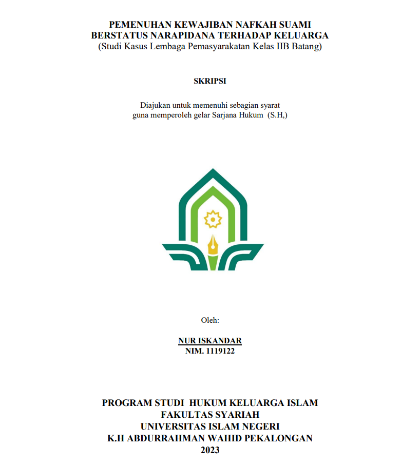 Pemenuhan Kewajiban Nafkah Suami Berstatus Narapidana Terhadap Keluarga (Studi di Lembaga Pemasyarakatan Kelas IIB Batang)