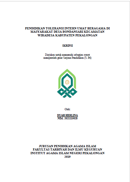 Pendidikan Toleransi Intern Umat Beragama Di Masyarakat Desa Bondansari Kecamatan Wiradesa kabupaten Pekalongan