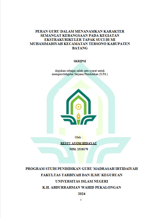 Peran Guru Dalam Menanamkan Karakter Semangat Kebangsaan Pada Kegiatan Ekstrakulikuler Tapak Suci Di MI Muhammadiyah Kecamatan Tersono Kabupaten Batang