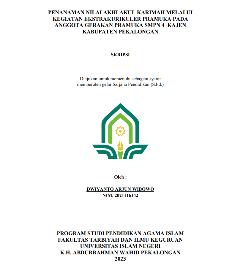 Penanaman Nilai Akhlakul Karimah Melalui Kegiatan Ekstrakulikuler Pramuka SMPN 4 Kajen Kabupaten Pekalongan