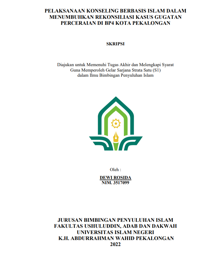 Pelaksanaan Konseling Berbasis Islam dalam Menumbuhkan Rekonsiliansi Kasus Gugatan Perceraian di BP4 Kota Pekalongan