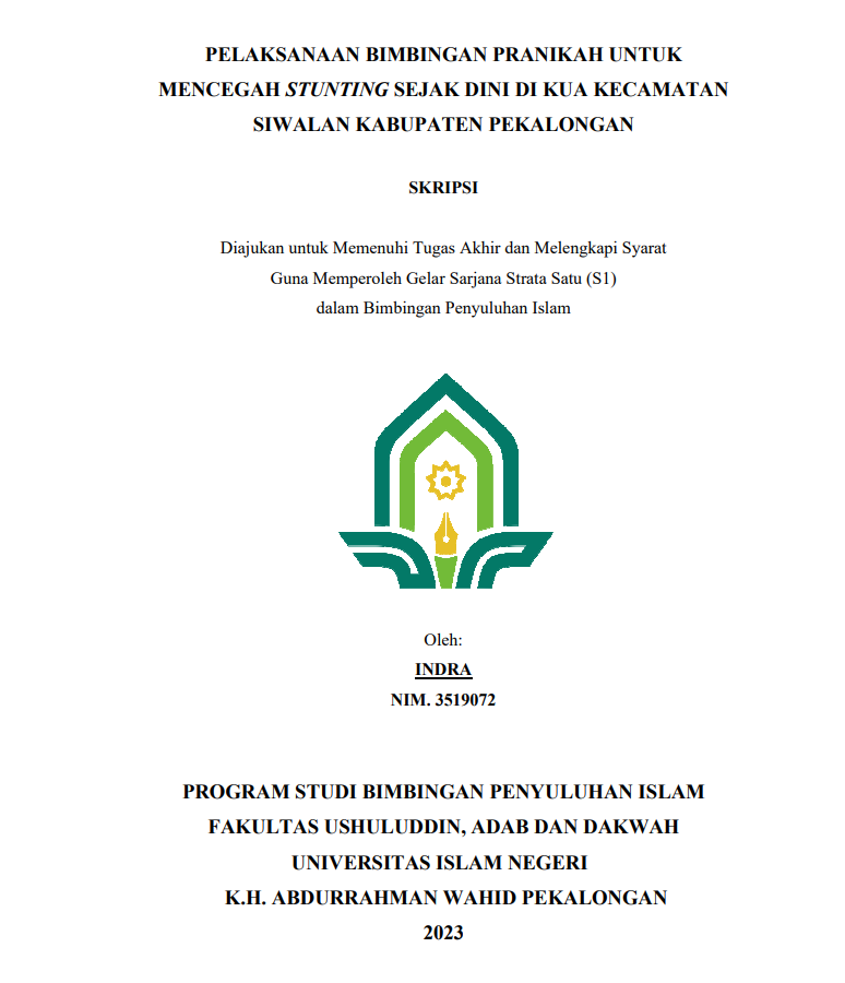 Pelaksanaan Bimbingan Pranikah Untuk Mencegah Stunting Sejak Dini diKUA Kecamatan Siwalan Kabupaten Pekalongan