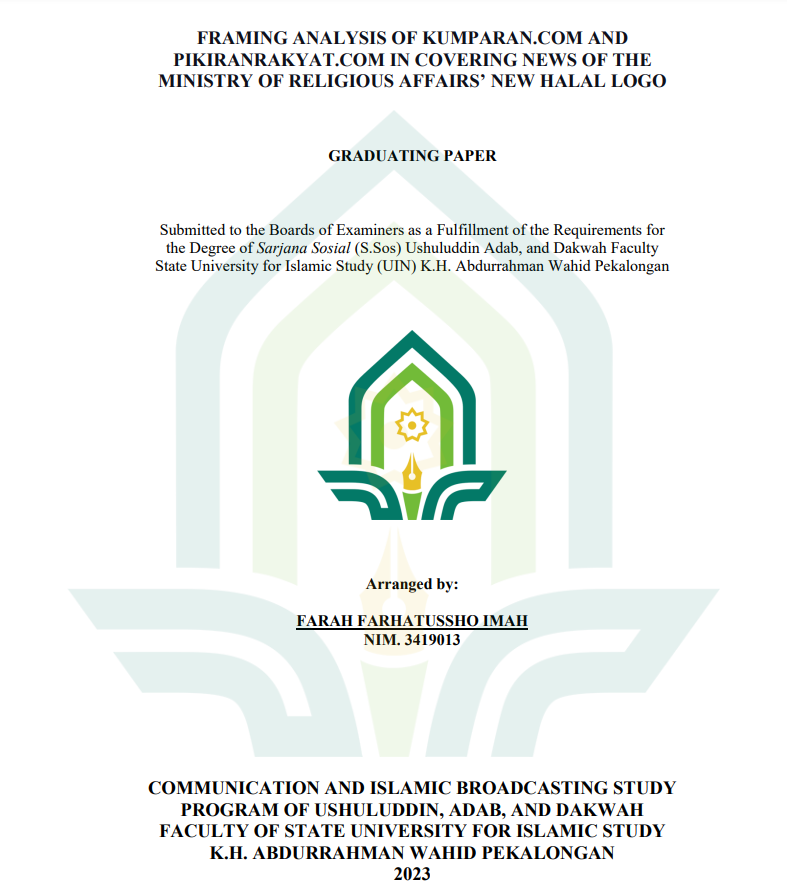 Framing Analiysis Of Kumparan And Pikiran Rakyat.Com In Covering News Of The Ministry Of Religious Affairs' News Halal Logo