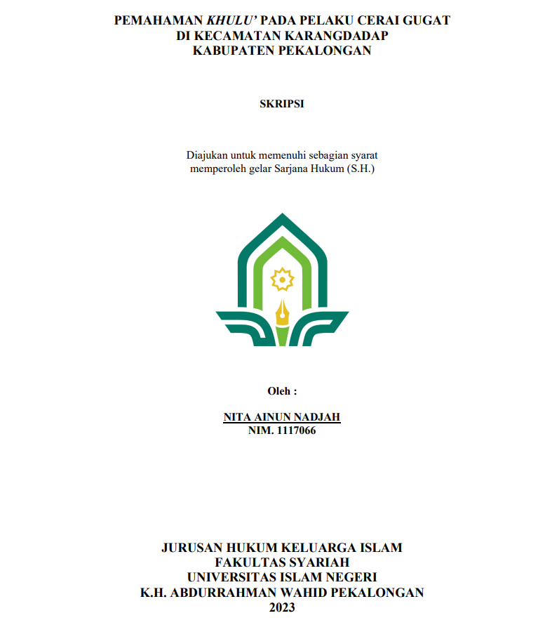 Pemahaman Khulu' Pada Pelaku Cerai Gugat di Kecamatan Karangdadap Kabupaten Pekalongan