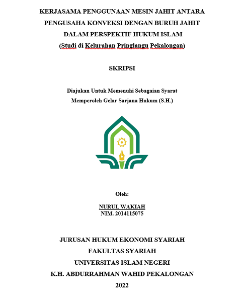 Kerjasama Penggunaan Mesin Jahit Antara Pengusaha Konveksi dengan Buruh Jahit dalam Perspektif Hukum Islam