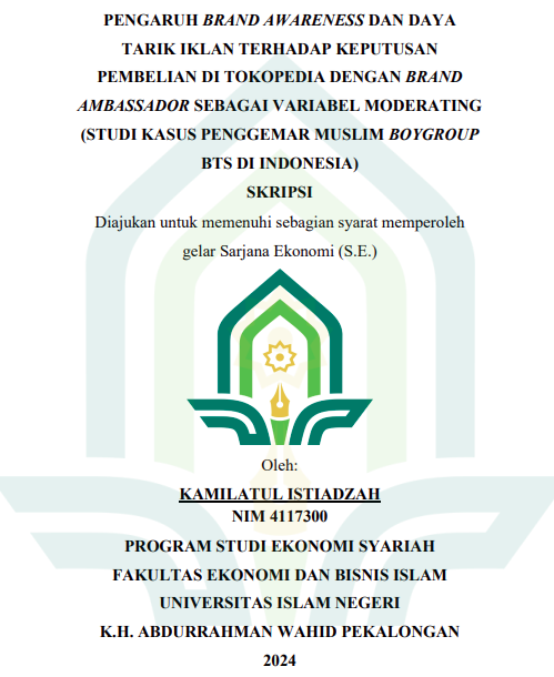 Pengaruh Brand Awarness Dan Daya Tarik Iklan Terhadap Keputusan Pembelian Di Tokopedia Dengan Brand Ambassador Sebagai Variabel Moderating (Studi Kasus Penggemar Muslim Boygroup BTS Di Indonesia)