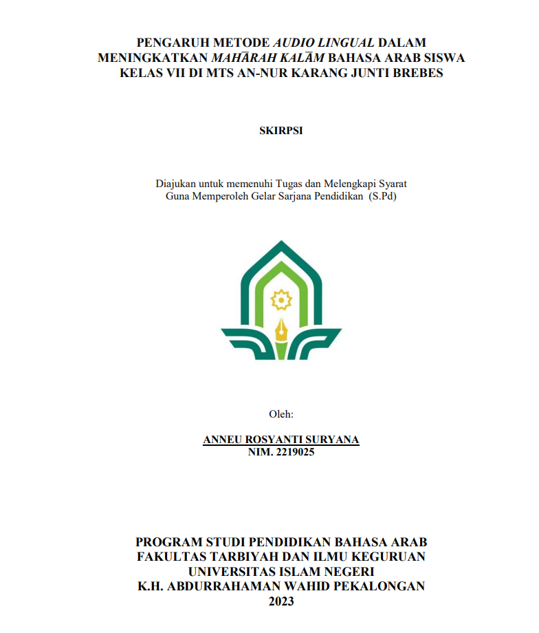 Pengaruh Metode Audio Lingual dalam Meningkatkan Maharah Kalam Bahasa Arab Siswea Kelas VII di MTS AN NUR Karang Junti Brebes