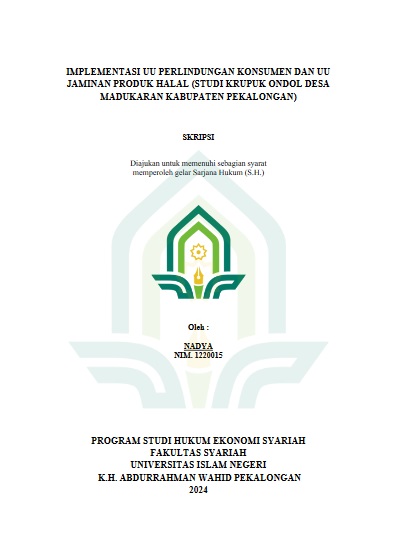 Implementasi UU Perlindungan Konsumen Dan UU Jaminan Produk Halal (Studi Krupuk Ondol Desa Madukaran Kabupaten Pekalongan)