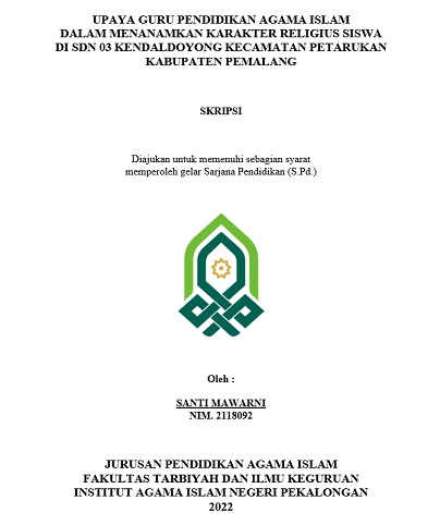 Upaya Guru Pendidikan Agama Islam Dalam Menanamkan Karakter Religius Siswa di SDN 03 Kendaldoyong Kecamatan Petarukan Kabupaten Pemalang