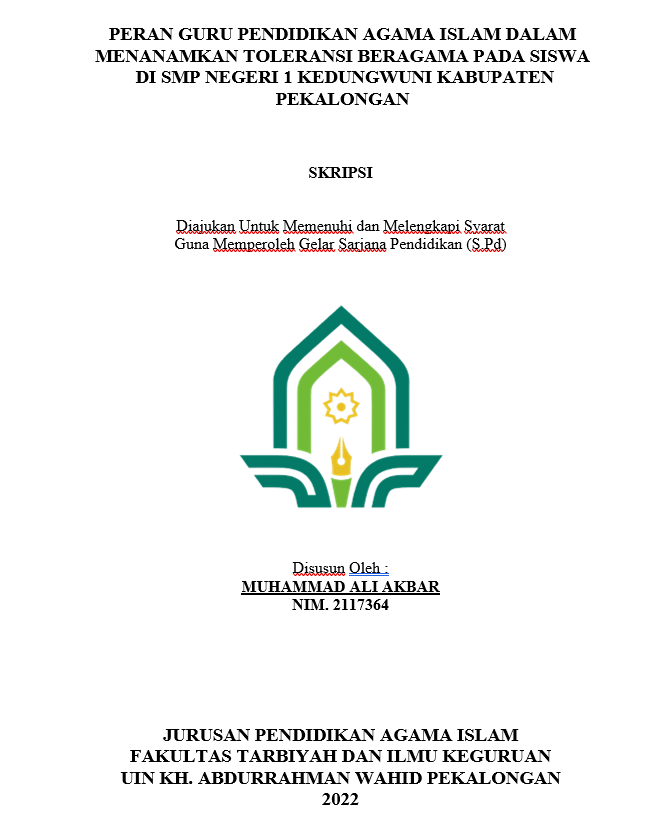 Peran Guru Pendidikan Agama Islam Dalam Menanamkan Toleransi Beragama Pada Siswa di SMP Negeri 1 Kedungwuni Kabupaten Pekalongan