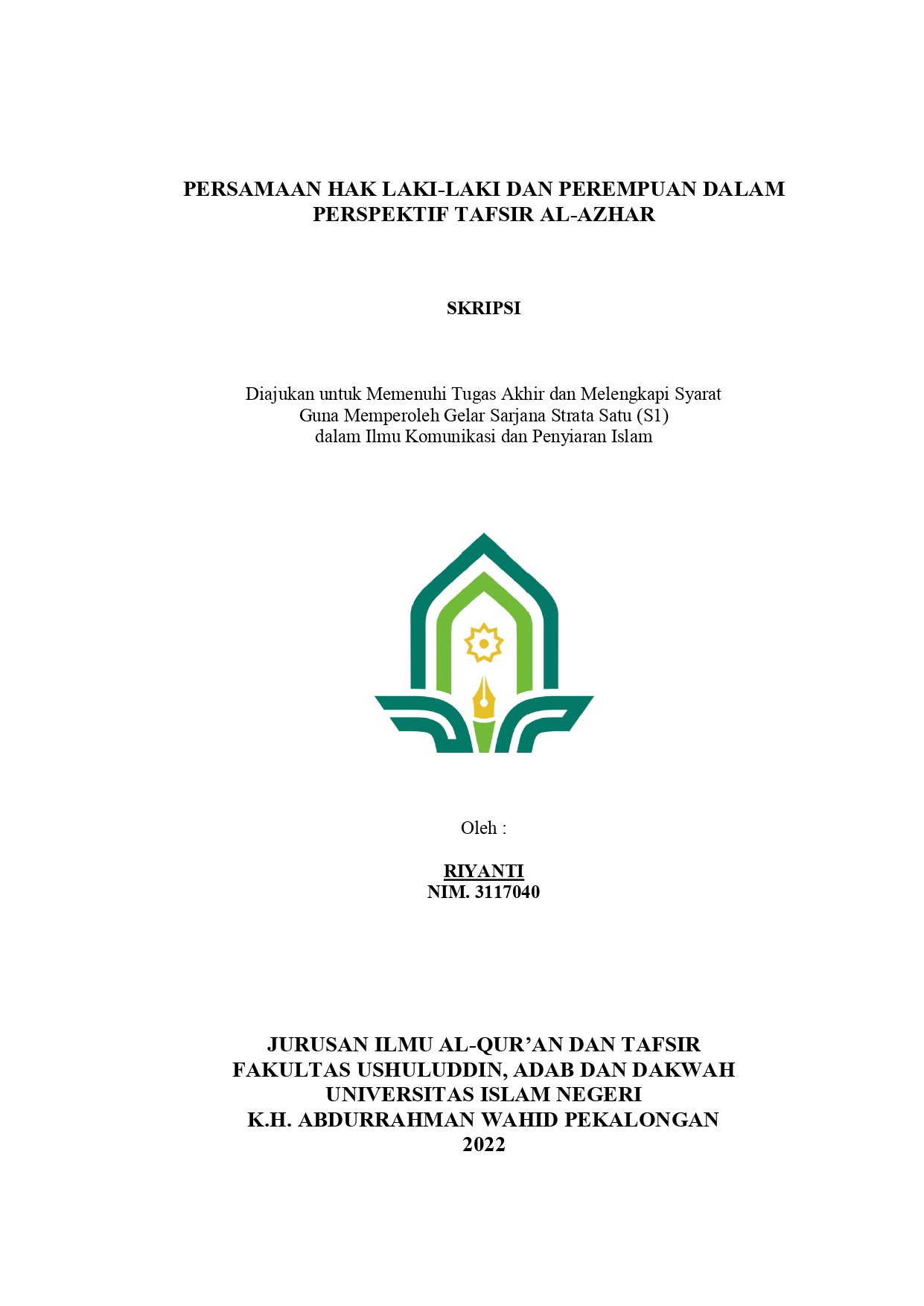 Persamaan Hak Laki-Laki dan Perempuan Dalam Perspektif Tafsir Al-Azhar