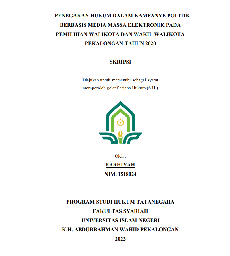 Penegakan Hukum Dalam Kampanye Politik pada Pemilihan Walikota dan Wakil Walikota Pekalongan Tahun 2020