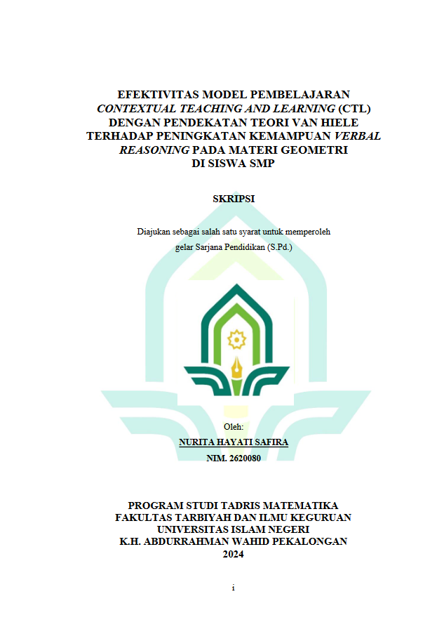 Efektivitas Model Pembelajaran Contextual Teaching And Learning (CTL) Dengan Pendekatan Teori Van Hiele Terhadap Peningkatan Kemampuan Verbal Reasoning Pada Materi Geometri di Siswa SMP