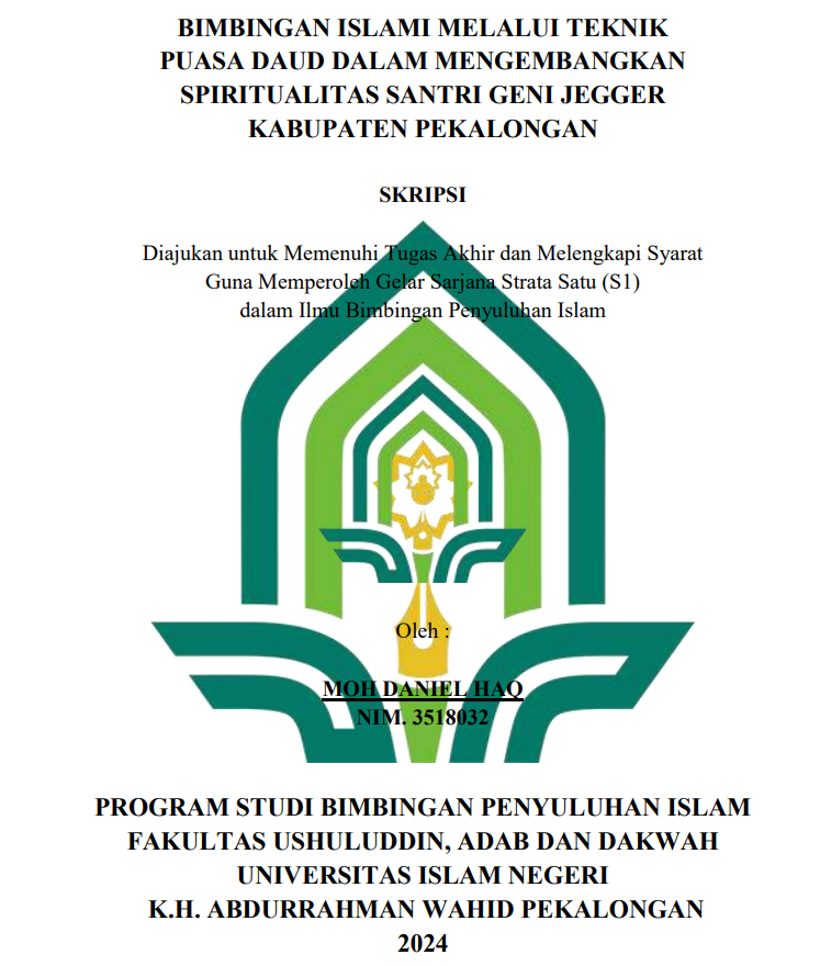 Bimbingan Islami Melalui Teknik Puasa Daud Dalam Mengembangkan Spiritualitas Santri Geni Jengger Kabupaten Pekalongan