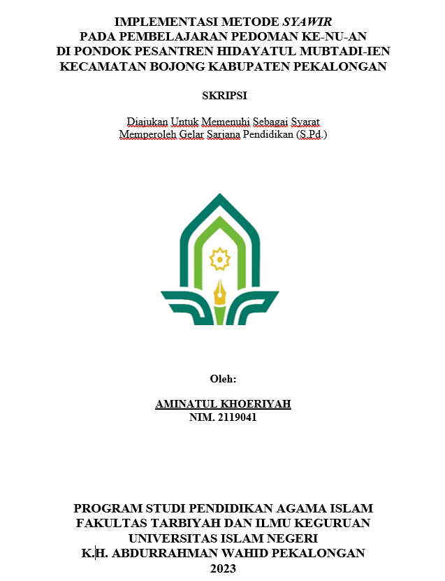 Implementasi Metode Syawir Pada Pembelajaran Pedoman Ke-NU-an di Pondok Pesantren Hidayatul Mubtadi-ien Kecamatan Bojong Kabupaten Pekalongan