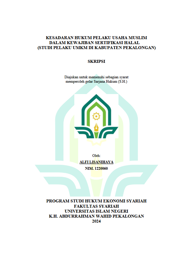 Kesadaran Hukum Pelaku Usaha Muslim Dalam Kewajiban Sertifikasi Halal (Studi Kasus UMKM Di Kabupaten Pekalongan)