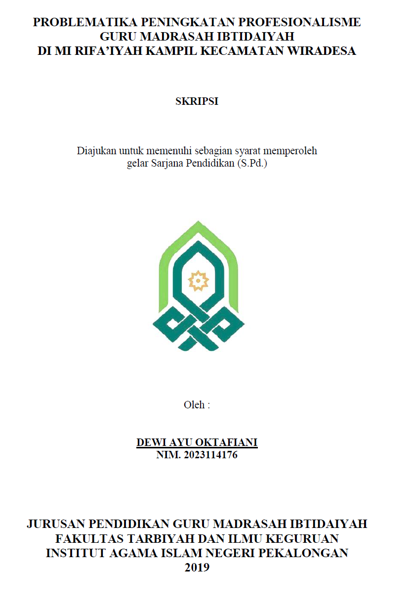 Probllematika Peningkatan Profesionalisme Guru Madrasah Ibtidaiyah Di MI Rifa'iyah Kampil Kecamatan Wiradesa