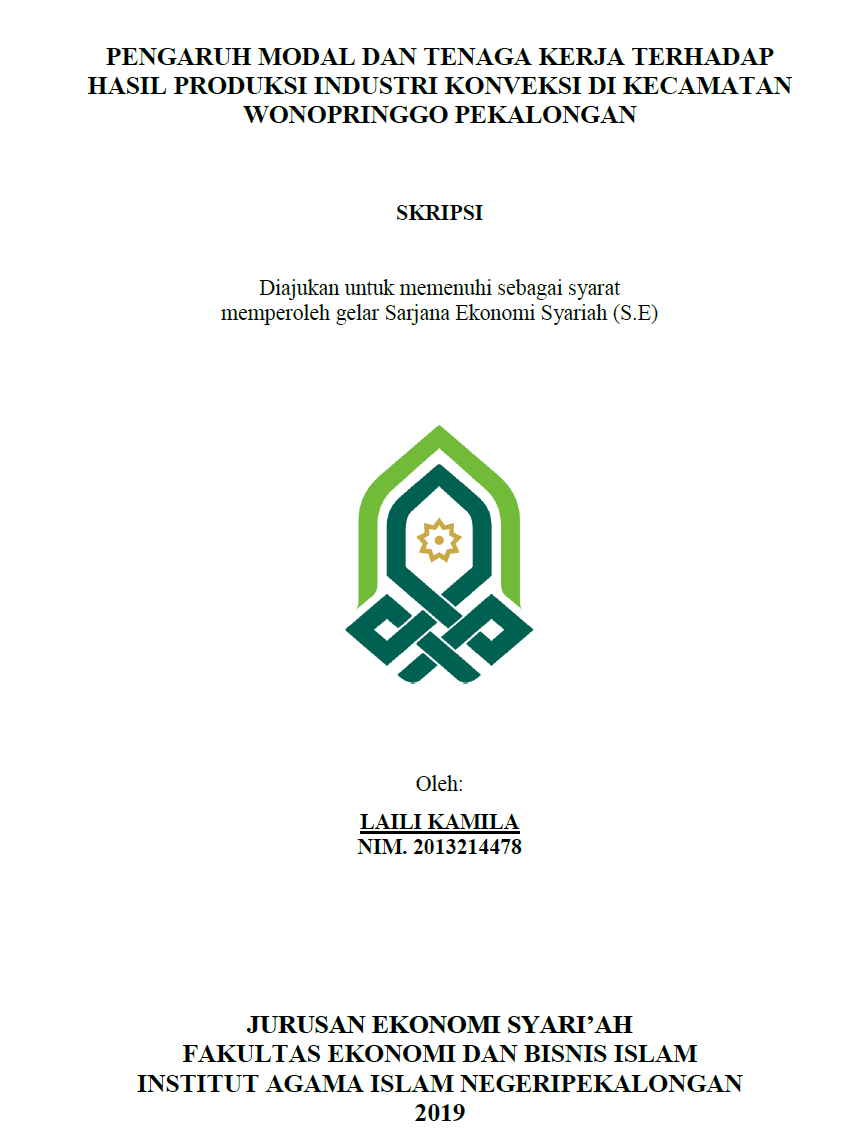 Pengaruh Modal dan Tenaga Kerja Terhadap Hasil Produksi Industri Konveksi di Kecamatan Wonopringgo Pekalongan