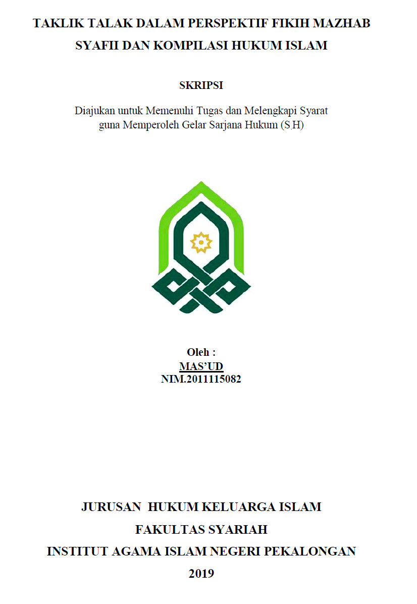 Taklik Talak dalam perspektif Fikih Mazhab Syafii dan Kompilasi Hukum Islam