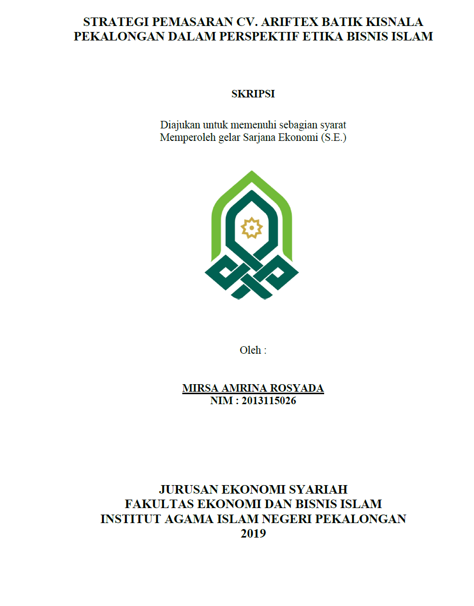 Strategi Pemasaran CV. Ariftex Batik Kisnala Pekalongan Dalam Perspektif Etika Bisnis Islam