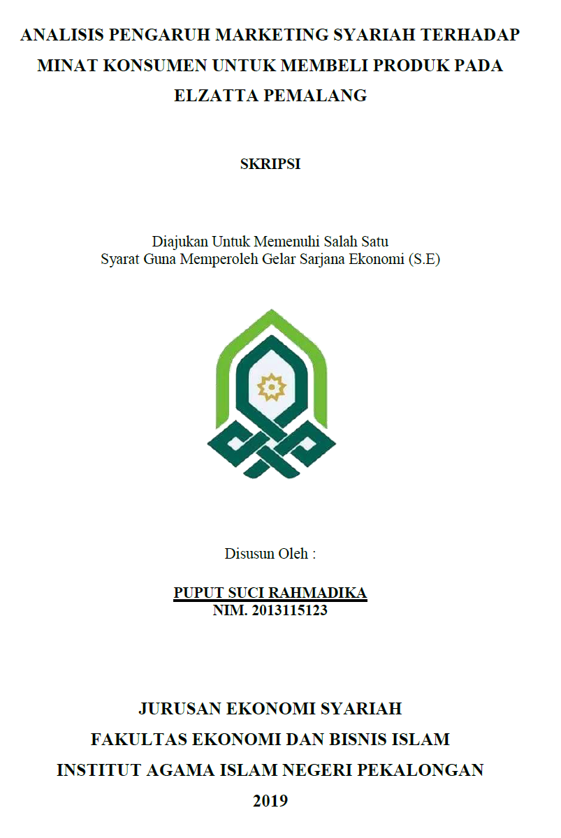 Analisis Pengaruh Marketing Syariah Terhadap Minat Konsumen Untuk Membeli Produk Pada ElZatta Pemalang