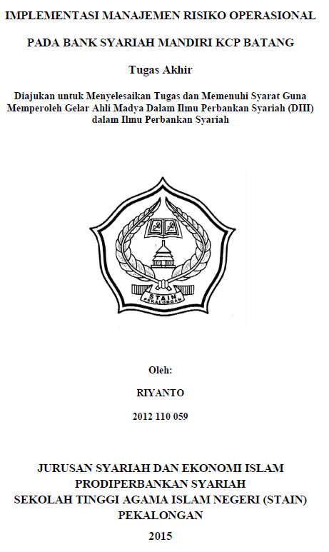 Implementasi Manajemen Risiko Operasional Pada Bank Syariah Mandiri KCP Batang