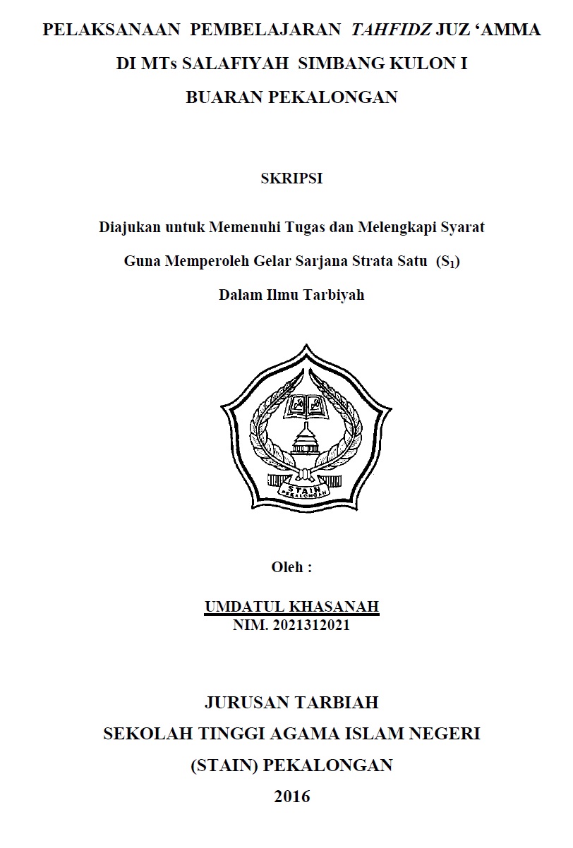 Pelaksanaan Pembelajaran Tahfidz Juz Amma di MTs Salafiyah Simbang Kulon 1 Buaran Pekalongan