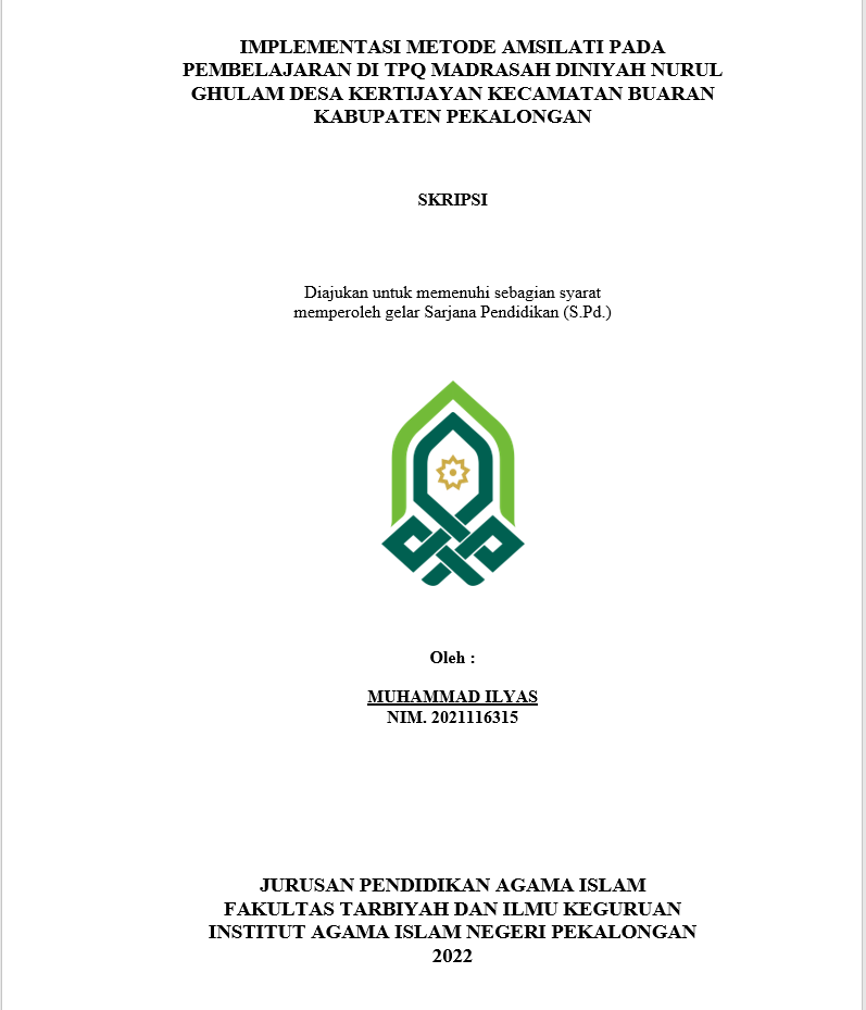 Implementasi Metode Amsilati Pada Pembelajaran di TPQ Madrasah Diniyah Nurul Ghulam Desa Kertijayan Kecamatan Buaran Kabupaten Pekalongan