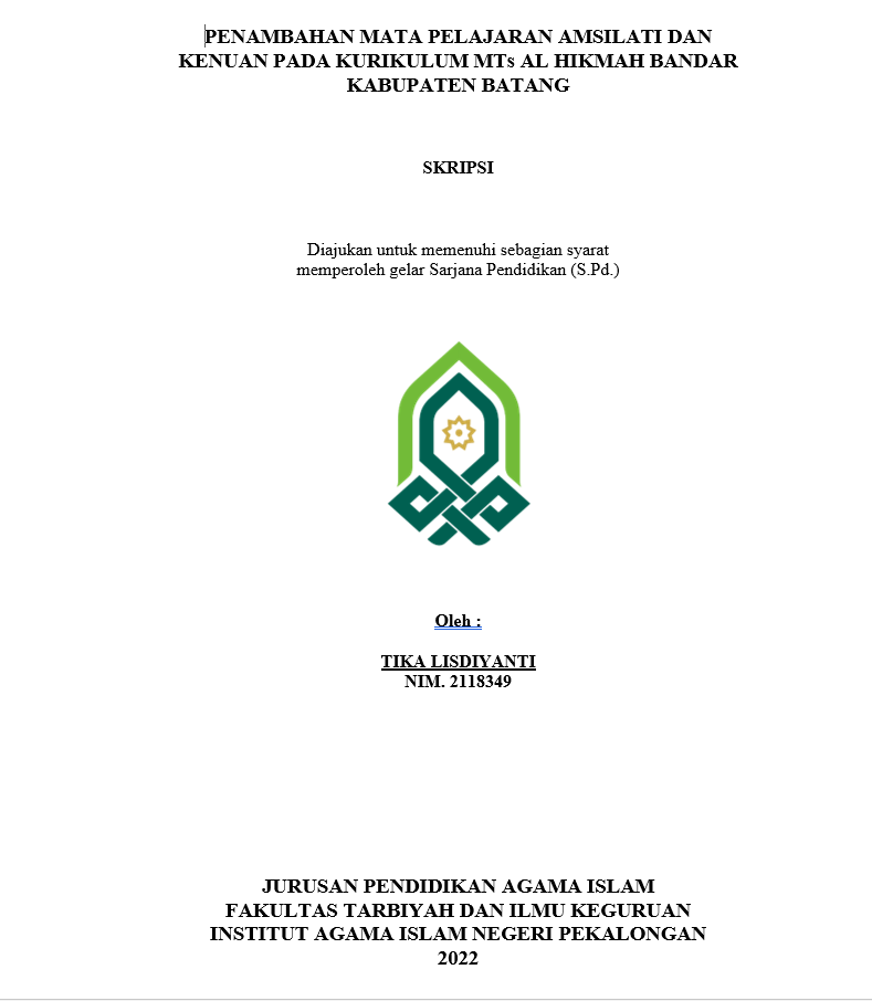 Penambahan Mata Pelajaran Amsilati dan Kenuan Pada Kurikulum MTs Al Hikmah Bandar Kabupaten Batang